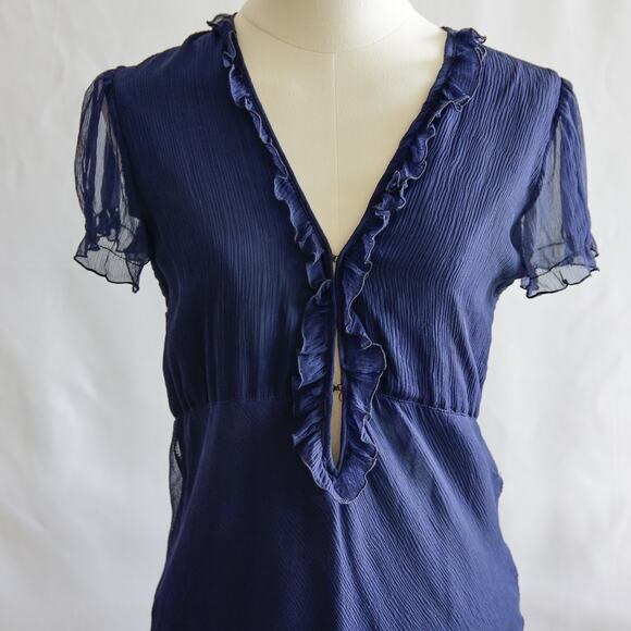 Debra Rodman Vintage Silk Blue Babydoll tea dress size 4 S - Picture 3 of 5